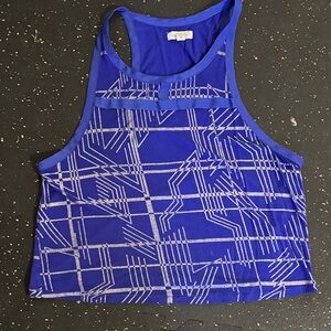Silence + Noise Royal Blue Crop Top with Silver Lines